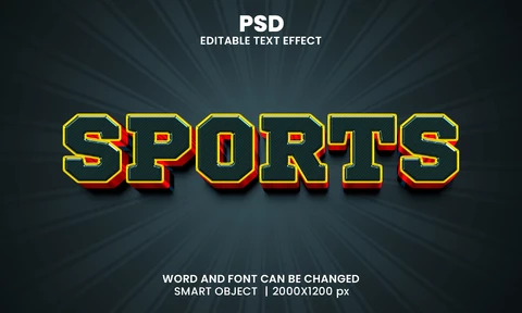 PSD Deportes negro 3d efecto de texto