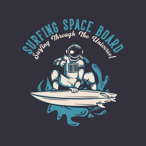 EPS,JPG Ilustración vintage de surf espacial