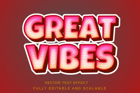 EPS Great vibes vintage pink 3d font style effect
