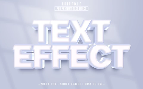 PSD Pure White 3D Text Effect