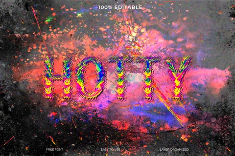 PSD Efecto de texto con estilo de fuente Hotty