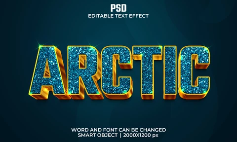 PSD Efecto de texto con purpurina ártica