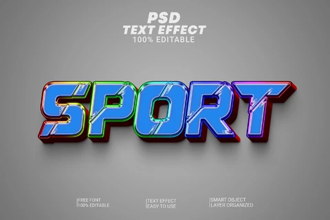 PSD Deporte juego canal tv estilo azul vidrio roto 3d efecto de texto