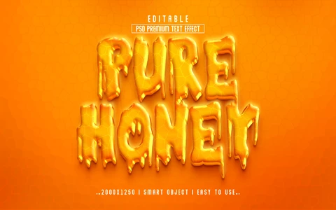 PSD Pure Honey Dripping 3D Text Effect
