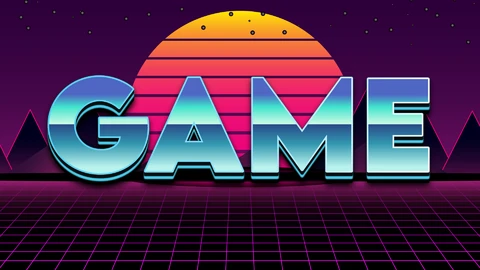 EPS,AI Retrowave videogame 3d text style effekt