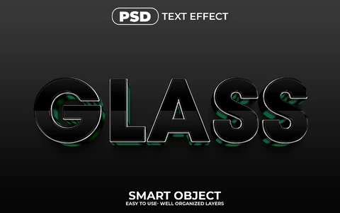 PSD BLack Glass 3D Text Effect