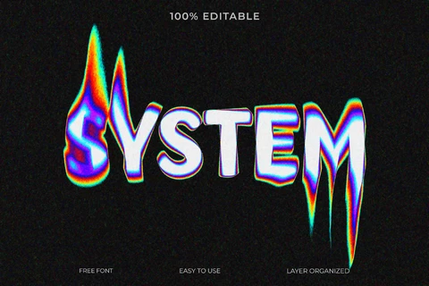 PSD Efecto de texto de estilo de fuente del sistema