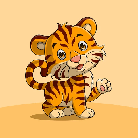 EPS,JPG Cartoon Style Cute Tiger Illustration