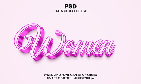 PSD Mujeres cursiva cristal 3d efecto de texto