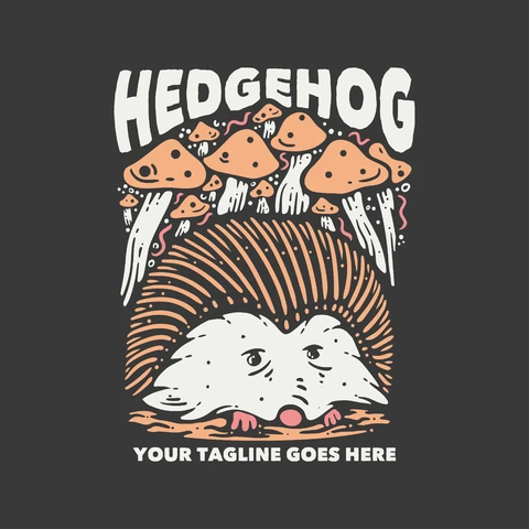 EPS,JPG Whimsical Vintage Hedgehog Illustration