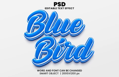 PSD Blue Bird Text Effect