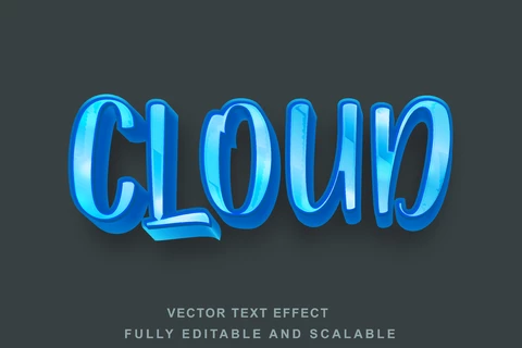 EPS Nube de cristal azul estilo de fuente efecto