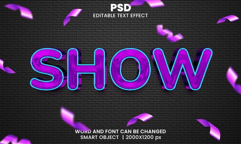 PSD Show purple party 3d text effect