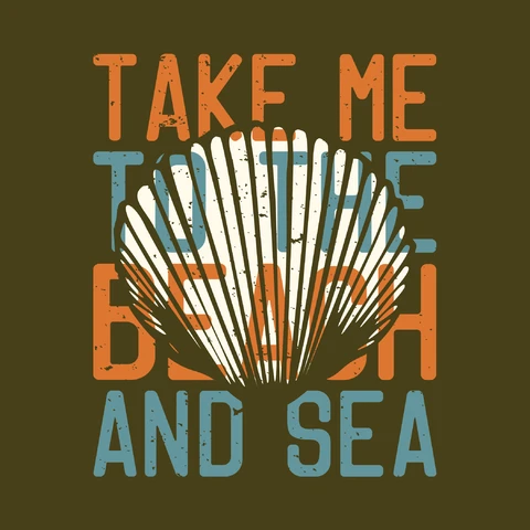EPS,JPG Vintage Beach Typography with Shell Illustration