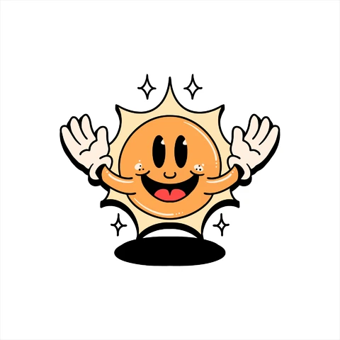 EPS,AI,JPG Personaje del sol feliz