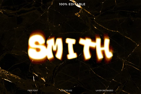 PSD Smith Glow Glitch Incandescent Font Style Text Effect