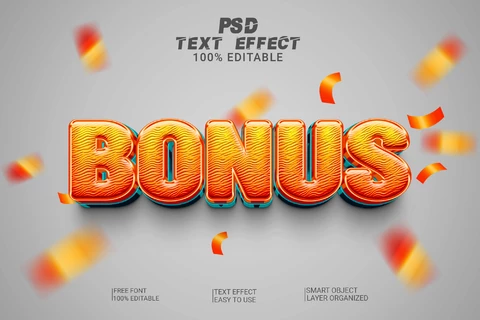 PSD Bono fiesta textura ondulada naranja 3d efecto de texto
