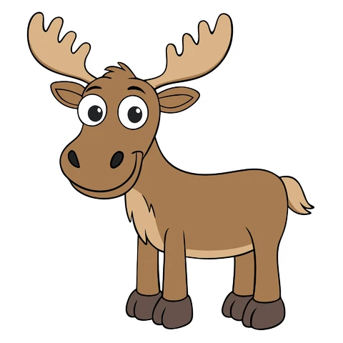 AI,JPG Cartoon Moose Character Illustration