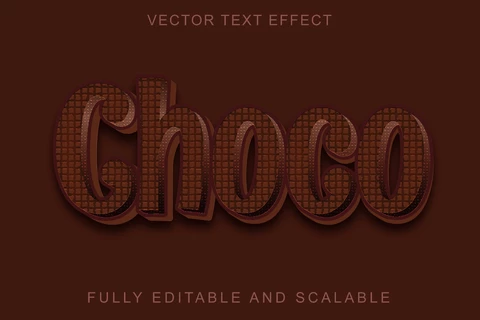 EPS Choco brown waffle 3d font style effect