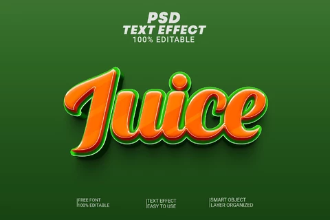 PSD Juice Tropical Cursive Orange and Green 3D Text Effect