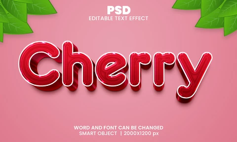 PSD Efecto de texto vintage cereza