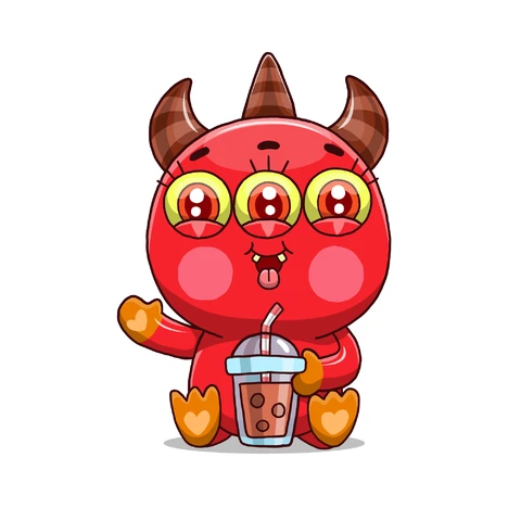 EPS,JPG Cute Cartoon Monster Holding a Drink
