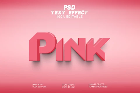 PSD Efecto de texto con estilo de fuente rosa