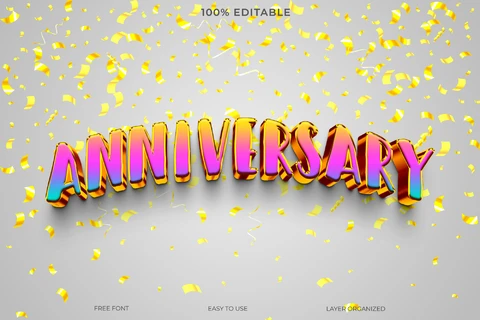 PSD Efecto de estilo de texto de aniversario