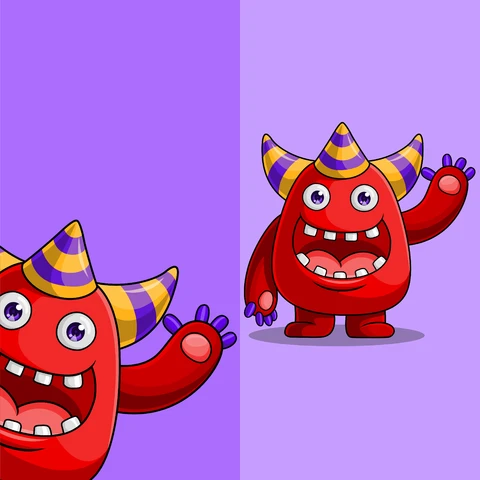 EPS,JPG Colorful Cartoon Monster Illustration