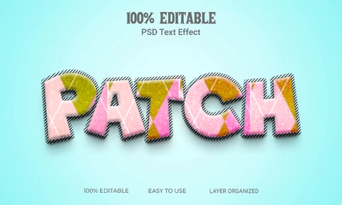 PSD Parcheado jacquard bonito efecto texto 3d