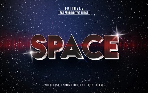 PSD Galaxia espacial de ciencia ficción 3d efecto de texto