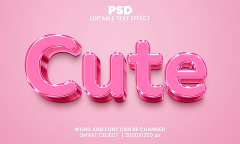 PSD Effet de texte métallique mignon
