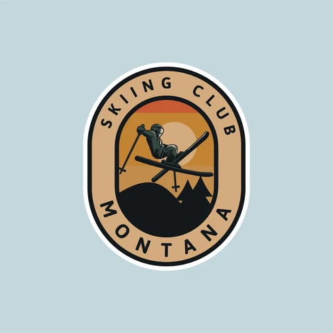 EPS,JPG Vintage Badge Logo for Skiing Club