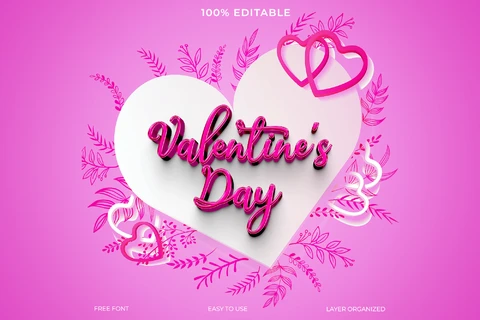 PSD Efecto de texto de San Valentín