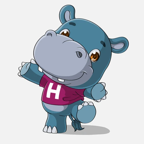 EPS,JPG Cute Cartoon Hippo Character Illustration