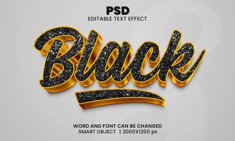 PSD Effet texte pailleté noir