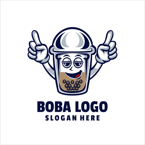 EPS,JPG Mascot Style Boba Tea Logo Design