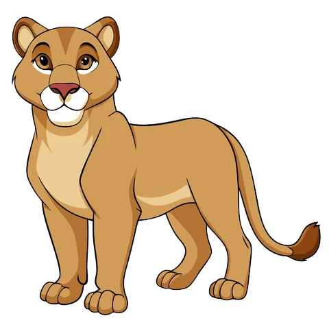 AI,JPG Cartoon Style Lioness Illustration