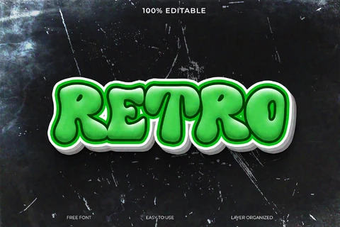 PSD Retro lettertypestijl teksteffect