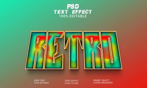 PSD Retro gaming colorato effetto stile font 3d