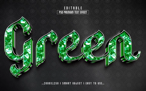 PSD Green Glitter Text Effect