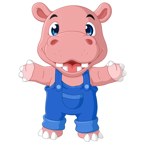 EPS,JPG Cute Cartoon Hippopotamus Character Illustration