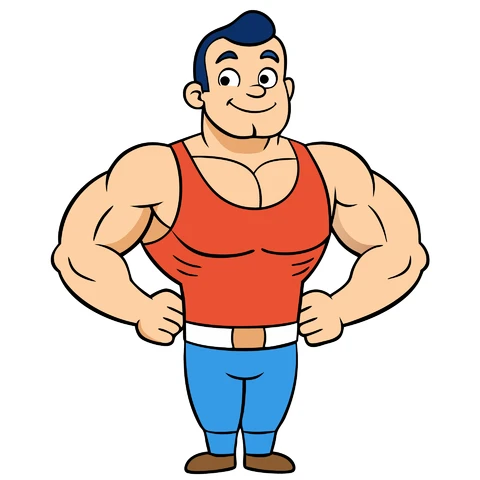 AI,JPG Cartoon Style Muscular Character Illustration