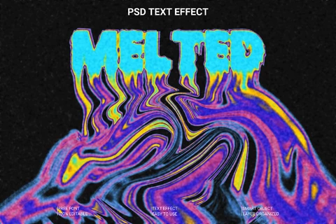 PSD Melted Psychedelic Acid Font Style Effect