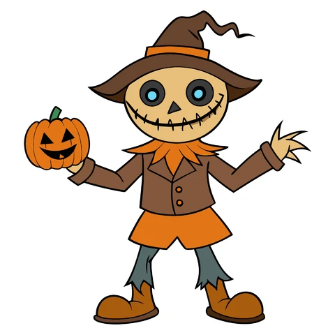 AI,JPG Cartoon Scarecrow Halloween Character