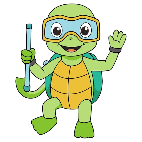 AI,JPG Ilustración de personaje de tortuga de dibujos animados