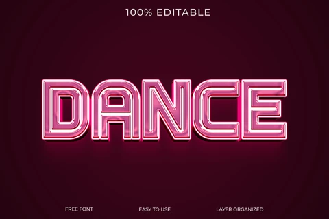PSD Dance Pink Neon Lined 3D Text Effect