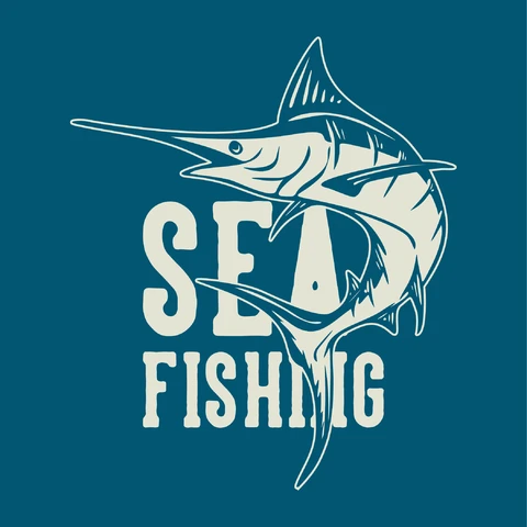 EPS,JPG Nautical Monochrome Marlin Illustration