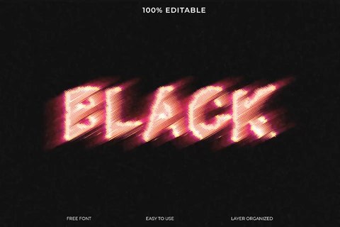 PSD Negro grunge borrosa glitch estilo de fuente efecto de texto