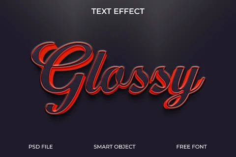 PSD Błyszczący efekt tekstu 3D z cieniem
